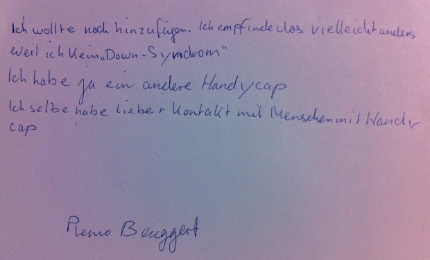 Handgeschriebener Text von Remo Beuggert
