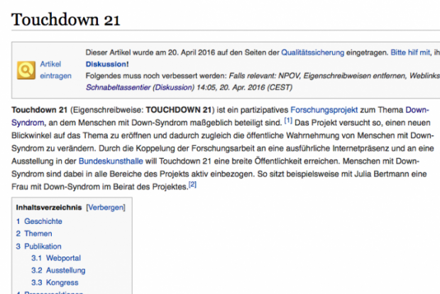 Screenshot der Seite www.wikipedia.de